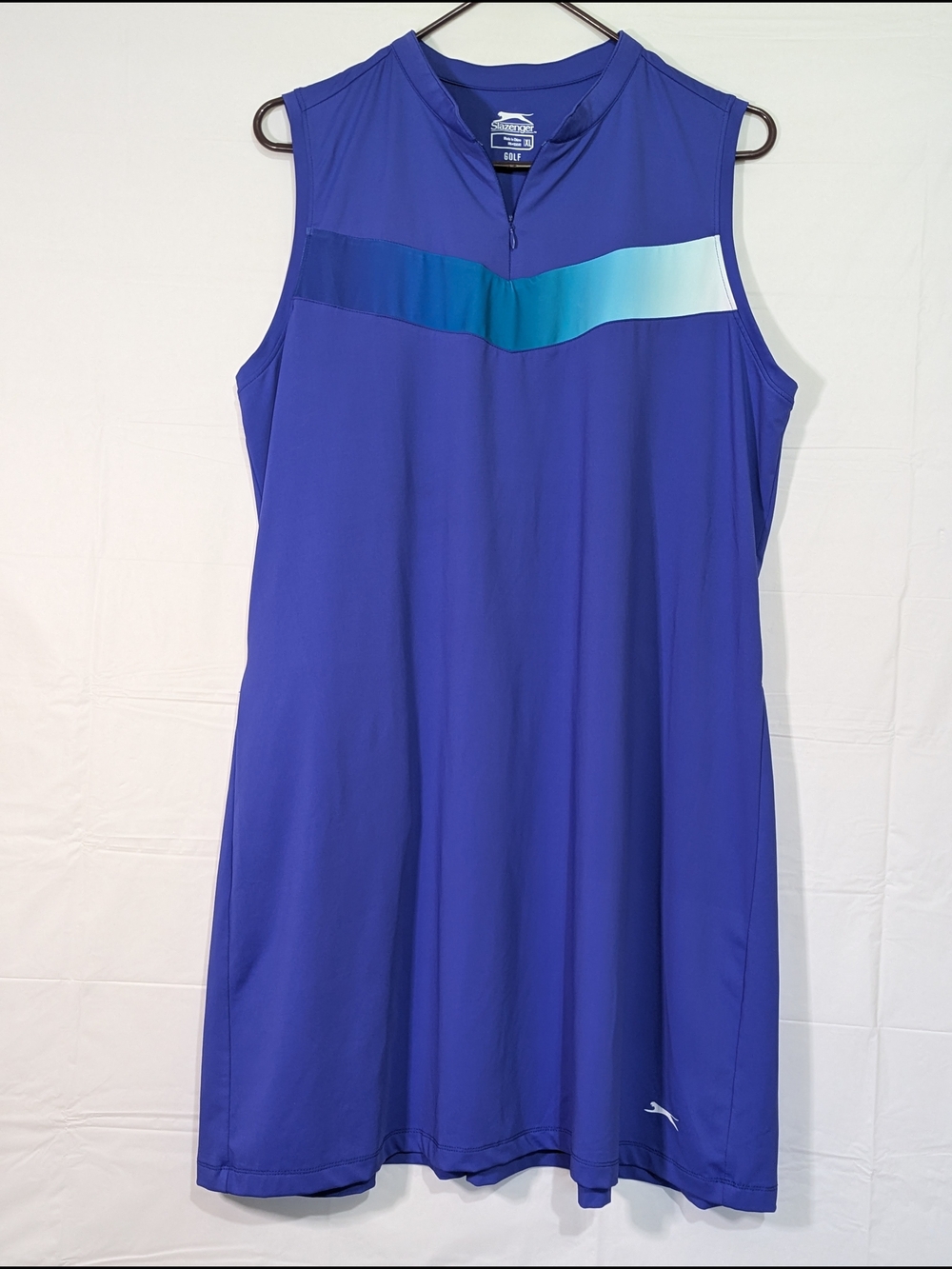 Slazenger Golf Dress XL Blue Sleeveless Quarter Zip Performance Zip Pocket